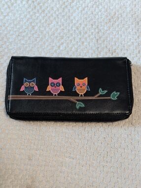 Owl Design Zip Around Wallet